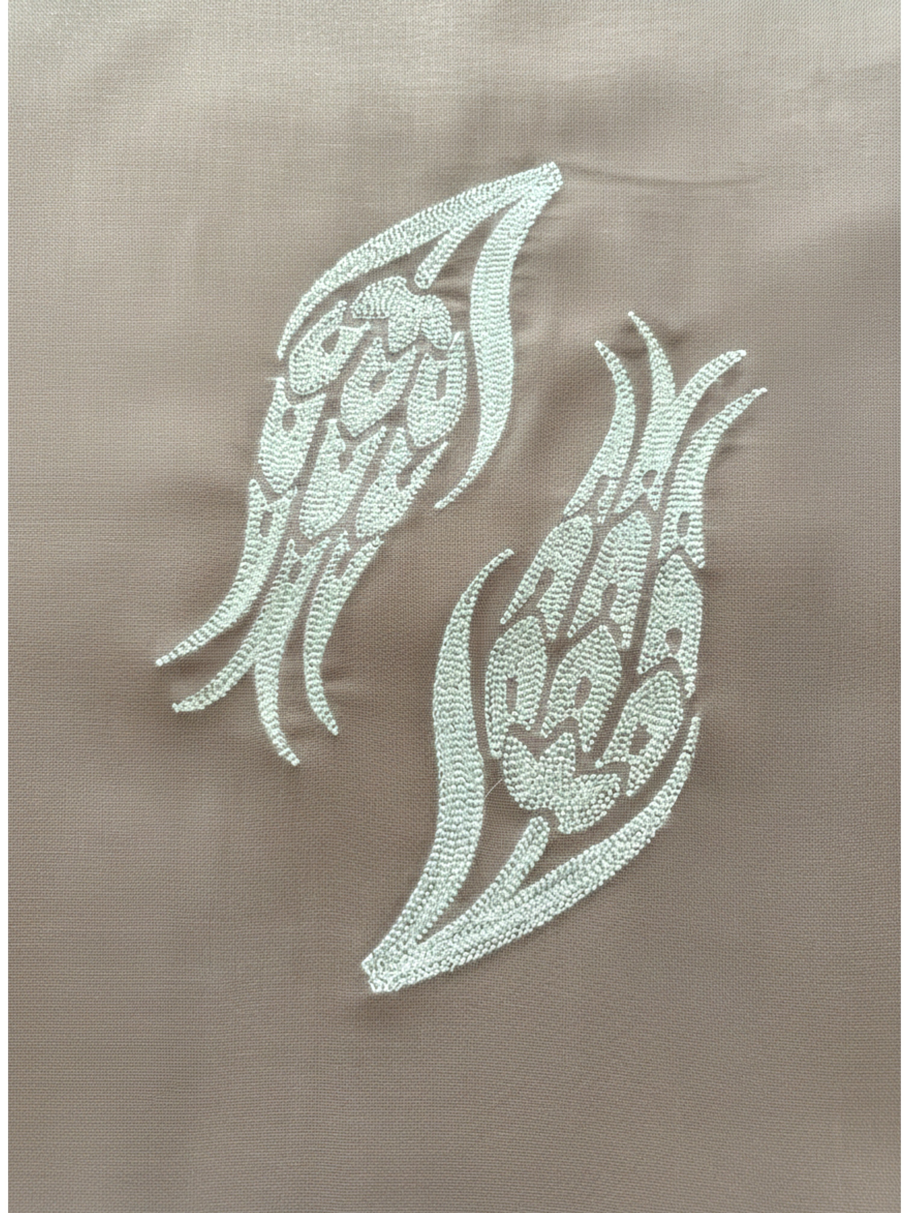 Blush pink hijab with iznik tulip embroidery in double voile fabric