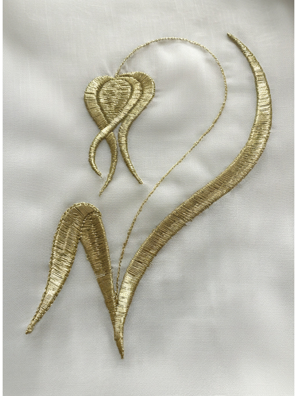 Ivory hijab with golden tulip embroidery in double voile fabric