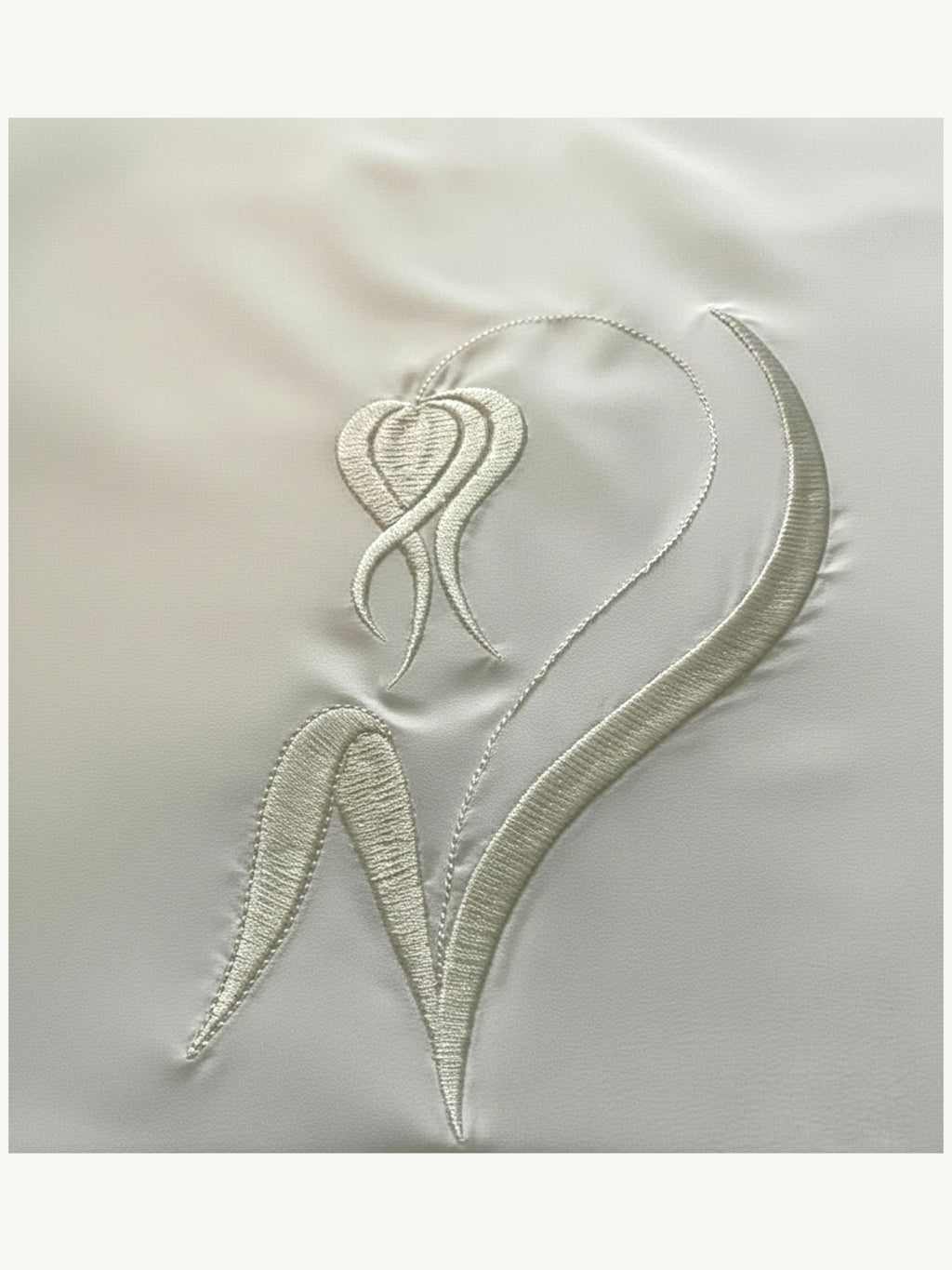 White hijab with humility tulip embroidery in lightweight polyester fabric