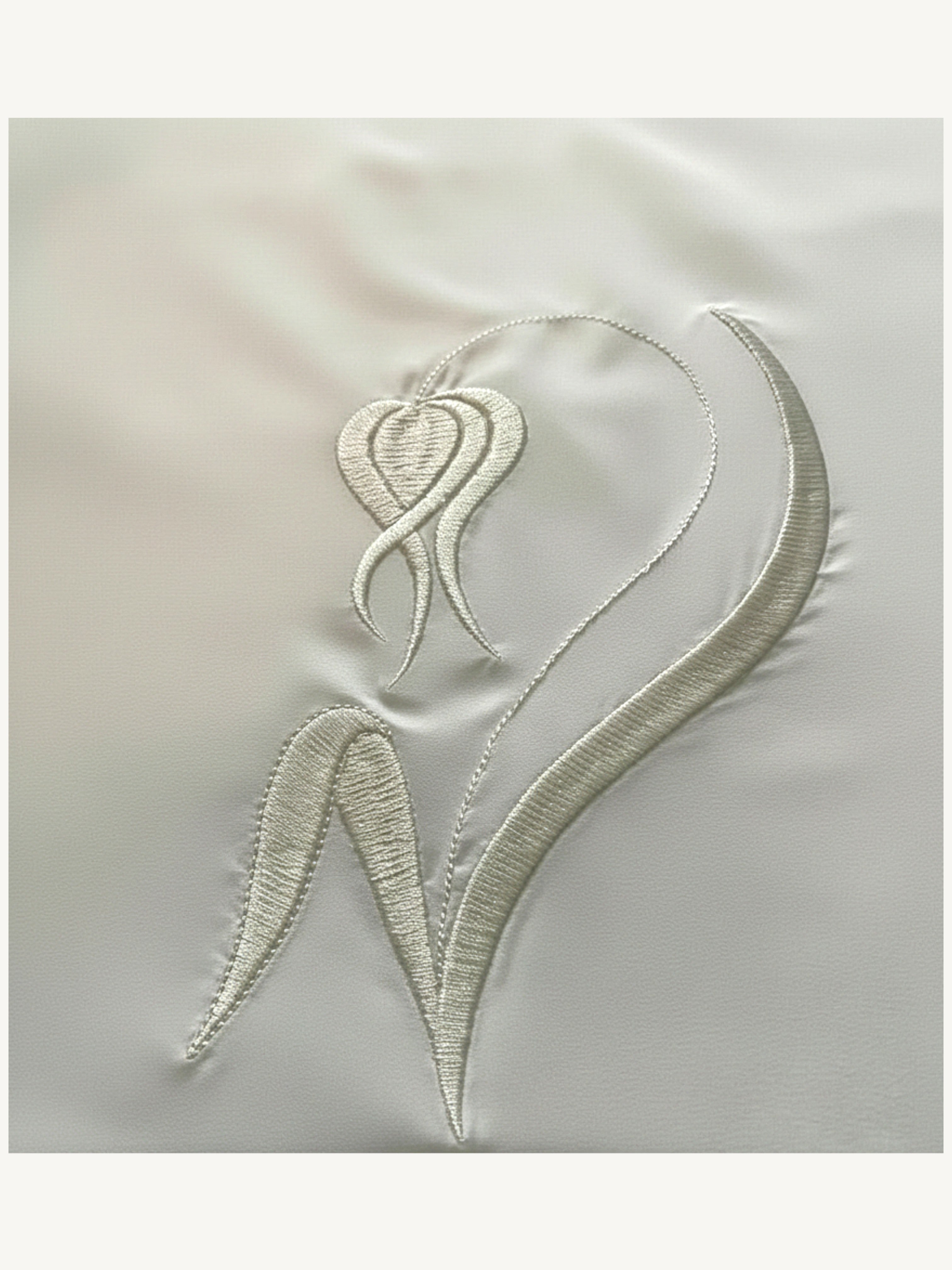 White hijab with humility tulip embroidery in lightweight polyester fabric